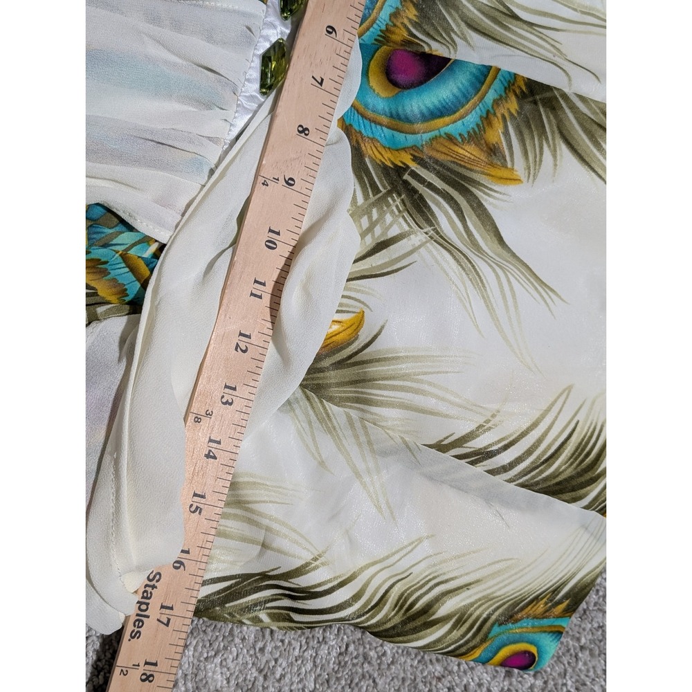 Angel Fashions Peacock Print Strapless Maxi Dress Jeweled Waist NWT XXL - Picture 6 of 9